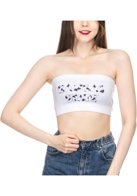 Womens White K-State Wildcats Cow Print Bandeau Tank Top