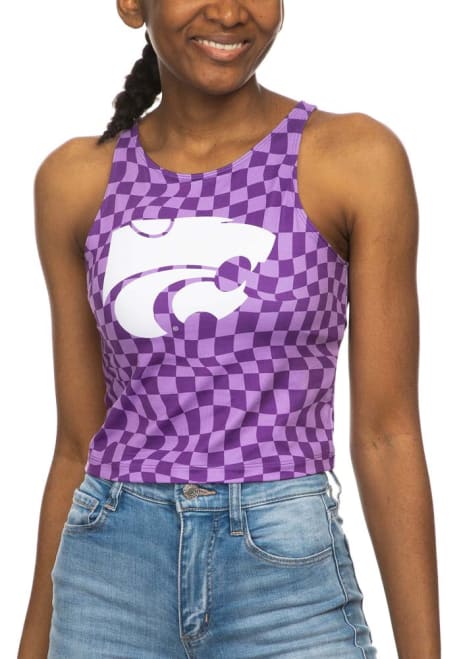 Womens Lavender K-State Wildcats Checkered First Down Tank Top