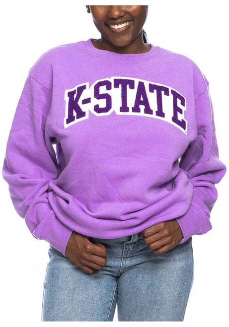 Womens Lavender K-State Wildcats Sparkle Chenille Sport Fleece Crew Sweatshirt