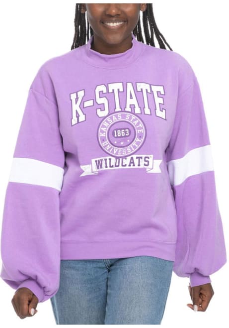 Womens Lavender K-State Wildcats Mock Neck Crew Sweatshirt