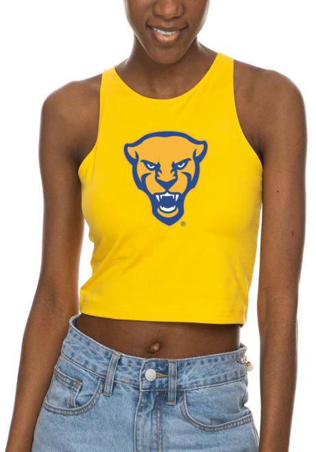 Womens Gold Pitt Panthers First Down Tank Top