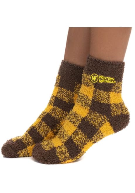 Buffalo Check Western Michigan Broncos Womens Quarter Socks - Brown