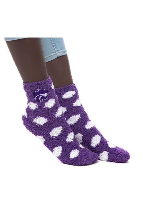 Fuzzy Dot K-State Wildcats Womens Quarter Socks - Purple