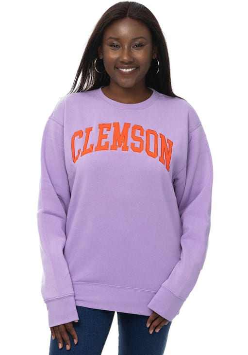 Clemson Tigers Womens Lavender Sport Fleece Crew Sweatshirt