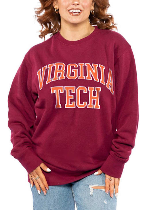 Virginia Tech Hokies Womens MAROON Sport Fleece Long Sleeve Crew