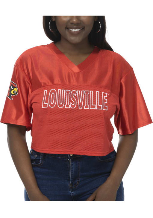 Louisville Cardinals Womens Sideline Cropped Fashion Football Jersey - Red