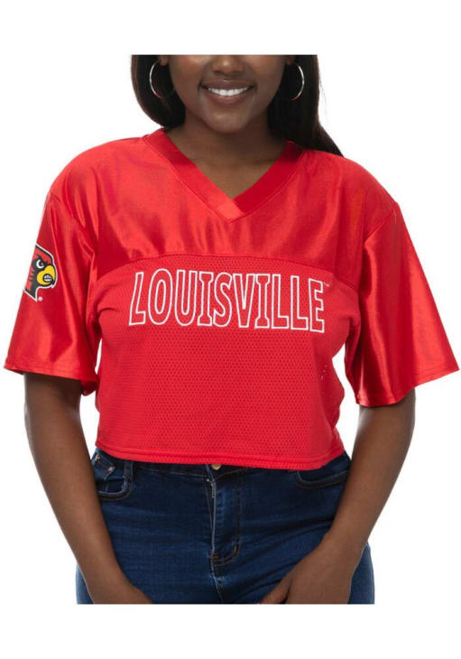 Louisville Cardinals Womens Sideline Cropped Fashion Football Jersey - Red