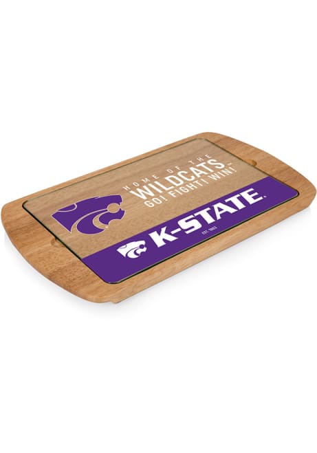 K-State Wildcats Brown Picnic Time Billboard Glass Top Serving Tray