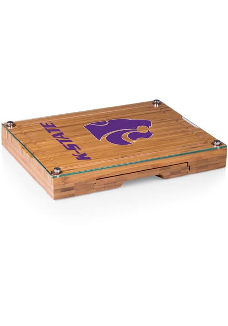 K-State Wildcats Brown Picnic Time Concerto Tool Set and Glass Top Cheese Serving Tray