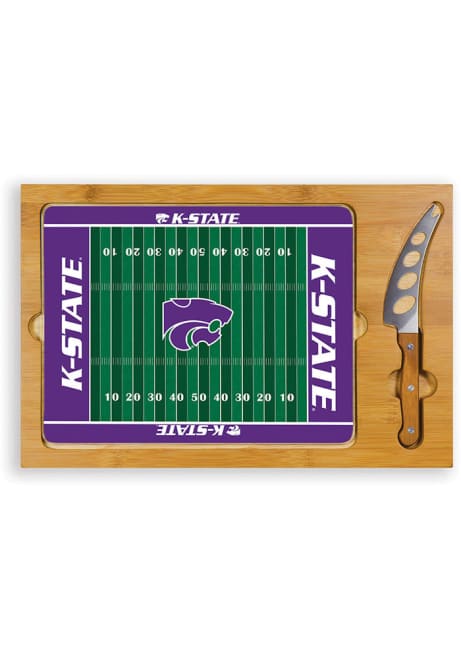 K-State Wildcats Brown Picnic Time Icon Football Glass Top Kitchen Cutting Board