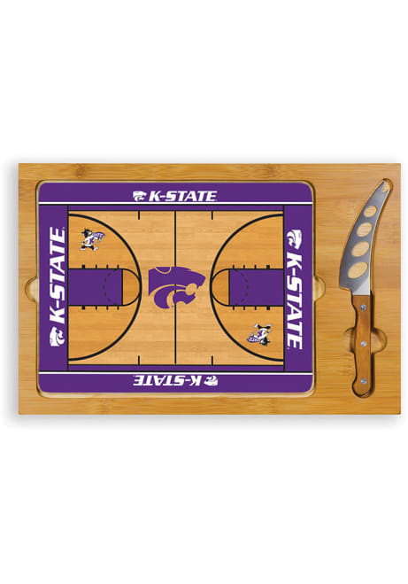 K-State Wildcats Brown Picnic Time Icon Glass Top Kitchen Cutting Board