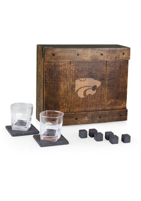 Brown K-State Wildcats Whiskey Box Gift Drink Set