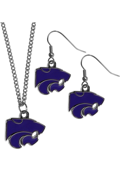 Chrome Dangle W Necklace K-State Wildcats Womens Earrings - Grey