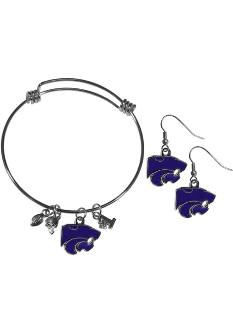 Dangle W Bracelet K-State Wildcats Womens Earrings - Grey