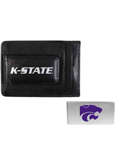 Leather w Money Clip K-State Wildcats Mens Bifold Wallet - Black