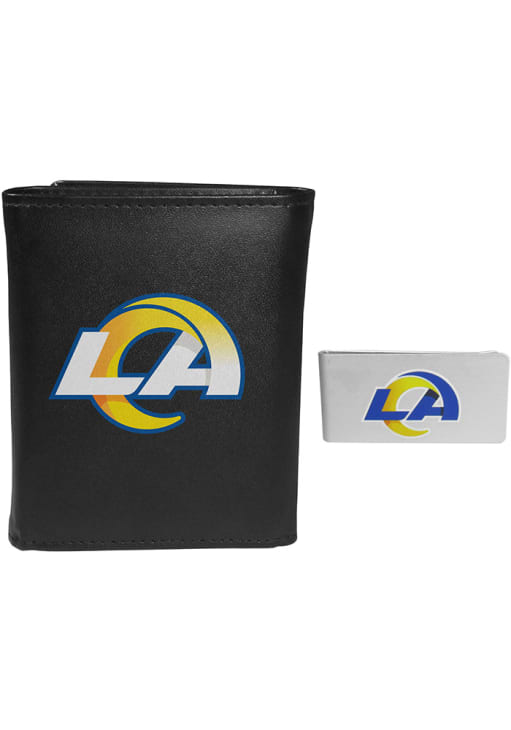 Los Angeles Rams Leather Mens Trifold Wallet - Black