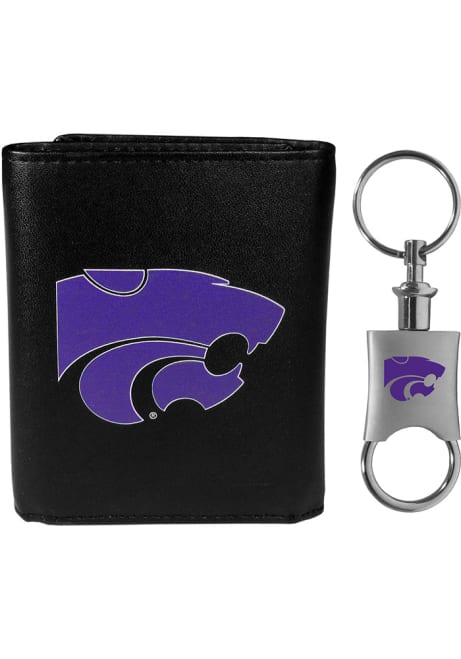 Valet Key Chain K-State Wildcats Mens Trifold Wallet - Black