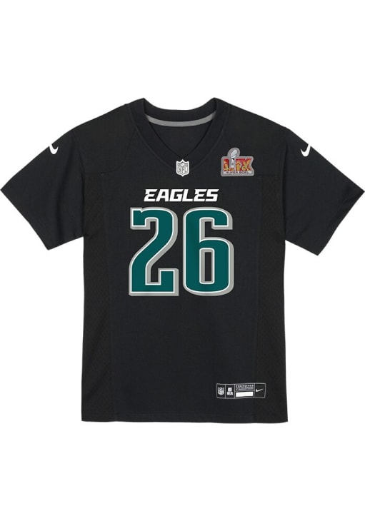 Saquon Barkley Philadelphia Eagles Boys Black Nike Barkley 2024 Super Bowl Participant LIX Patch F..
