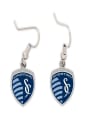 Sporting Kansas City Womens Silver Logo Dangle Earrings - Navy Blue