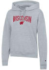 Main image for Womens Wisconsin Badgers Grey Champion Powerblend Hooded Sweatshirt