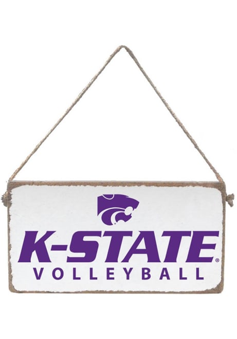 White K-State Wildcats 6x11 inch Volleyball Mini Plank Sign