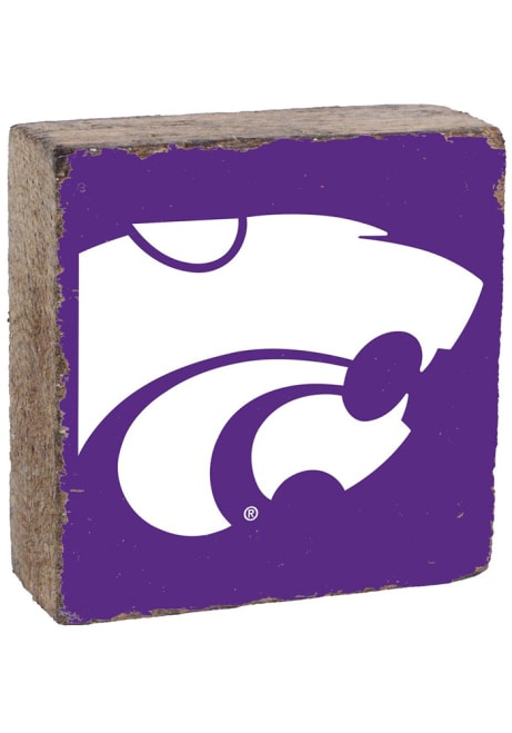 Purple K-State Wildcats 6x6x2 inch Block Sign