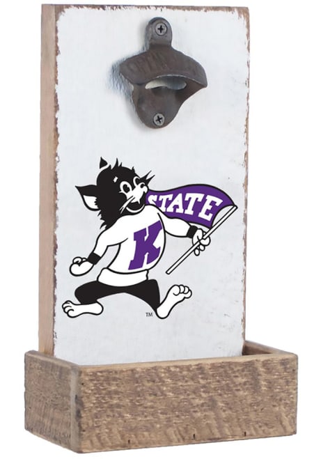 White K-State Wildcats 7x12x4 inch Throwback Bottle Opener Sign