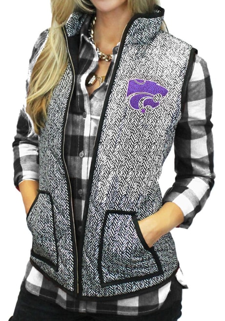 Womens K-State Wildcats Grey Gameday Couture Herringbone Quilted Vest Vest