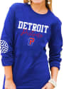 Detroit Pistons Womens Gameday Couture Pride Patch Crew Neck T-Shirt - Blue