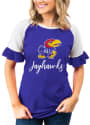 Kansas Jayhawks Womens Gameday Couture Twist It Up Ruffle Sleeve T-Shirt - Blue