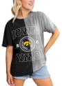 Iowa Hawkeyes Womens Gameday Couture Crossroads Split Bleach Dye T-Shirt - Black