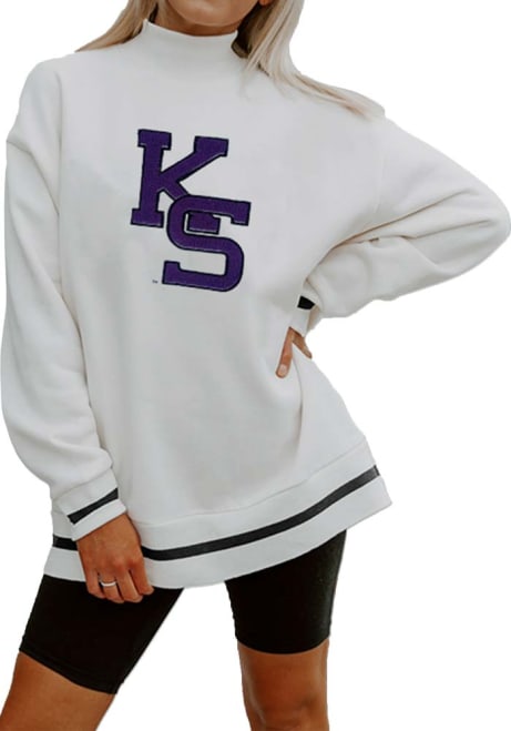 Womens K-State Wildcats White Gameday Couture This Is It Mock Neck Crew Sweatshirt