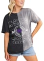 K-State Wildcats Womens Gameday Couture Crossroads Split Bleach Dye T-Shirt - Black