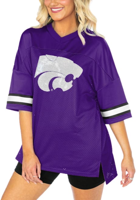 Womens K-State Wildcats Lavender Gameday Couture Rookie Move Oversized Sequins Jersey Fashion Football