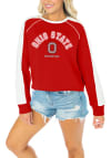 Main image for Womens Ohio State Buckeyes Red Gameday Couture Blindside Crew Sweatshirt