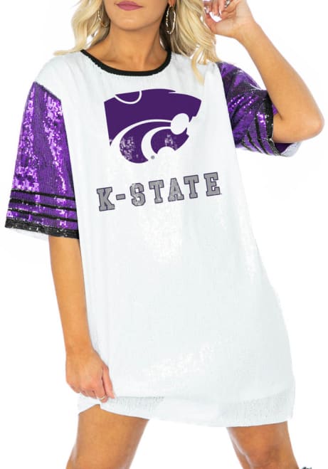 Womens K-State Wildcats Purple Gameday Couture Chic Champs Sequins Short Sleeve Dress