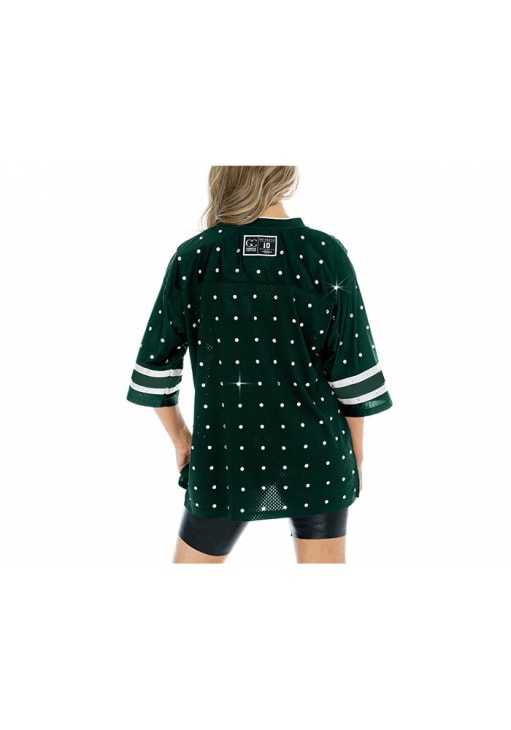Michigan State Spartans Womens Gameday Couture Kickoff Time Rhinestone Fashion Football Jersey - G..