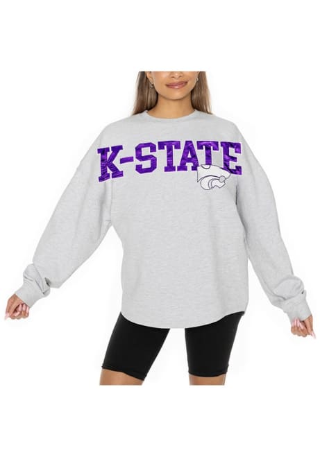 Womens K-State Wildcats Ash Gameday Couture Ready to Rally Crew Sweatshirt