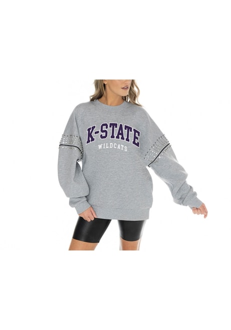 Womens K-State Wildcats Grey Gameday Couture Competitive Edge Crew Sweatshirt