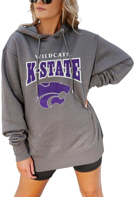 Womens K-State Wildcats Grey Gameday Couture Sideline Shimmer Hooded Sweatshirt