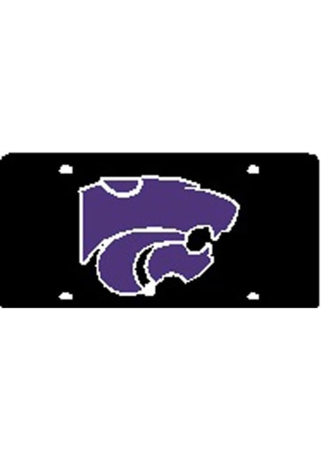 K-State Wildcats Black  Purple Team Logo Black License Plate