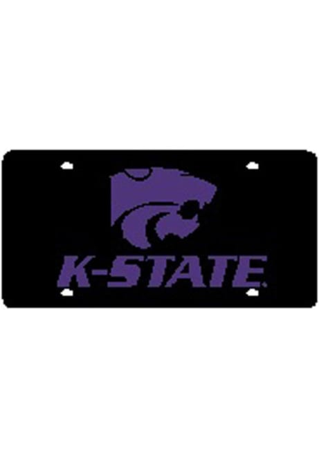 K-State Wildcats Black  Purple Wordmark Black License Plate