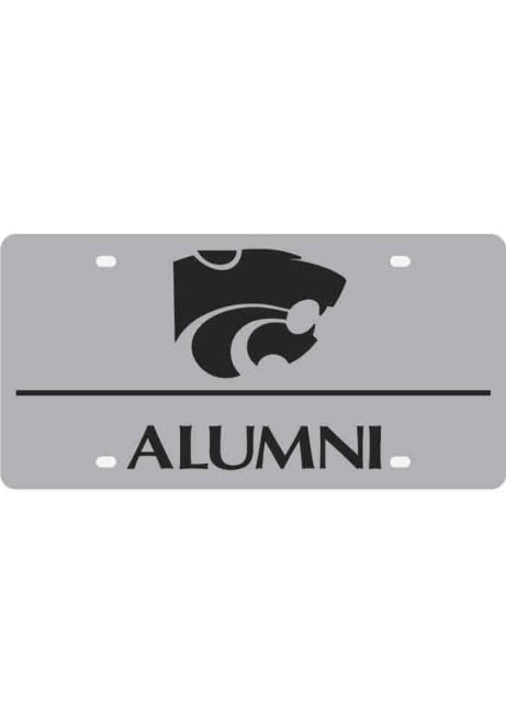K-State Wildcats Silver  Black Team Logo Alumni Silver License Plate