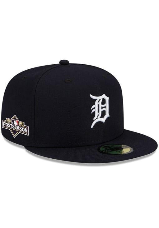 New Era Detroit Tigers Mens Navy Blue 2025 Home Post Season Side Patch 59FIFTY Fitted Hat