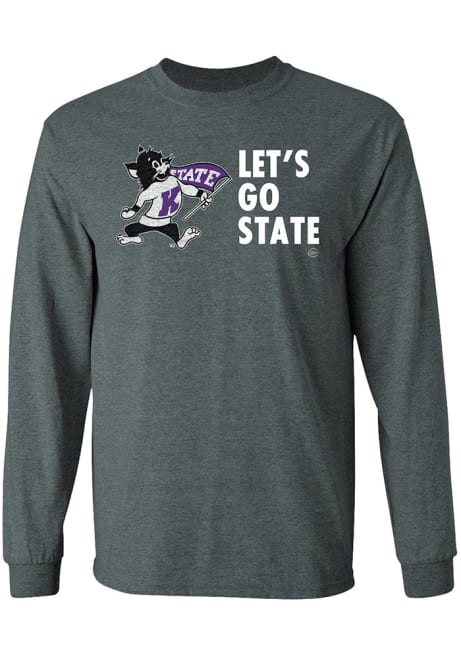 Mens Charcoal K-State Wildcats Lets Go State Tee