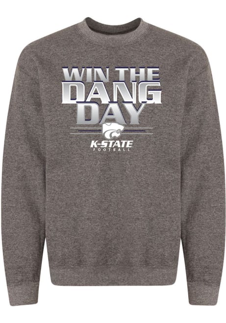 Mens Grey K-State Wildcats Win The Dang Day Crew Sweatshirt