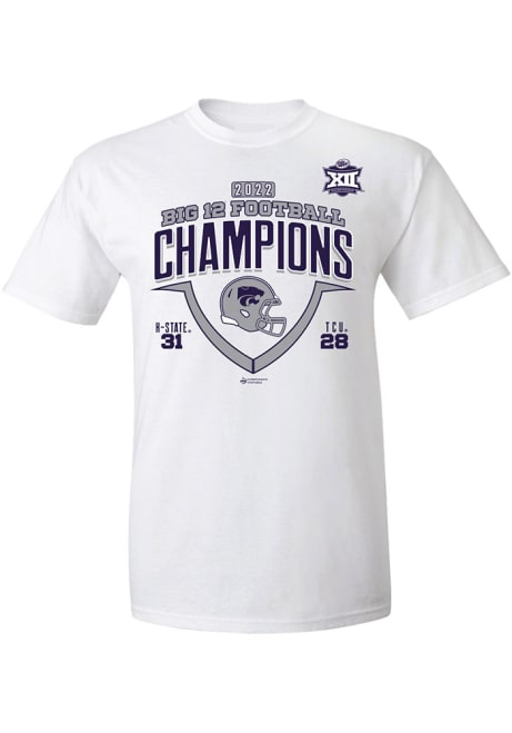 K-State Wildcats 2022 Big 12 Football Champions Short Sleeve T Shirt - White