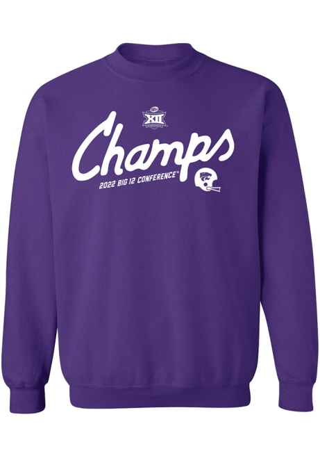 Mens Purple K-State Wildcats 2022 Big 12 Football Champions Crew Sweatshirt