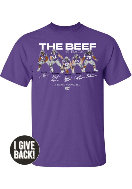 Mens Purple K-State Wildcats Football Beef Is Back Player T Shirt