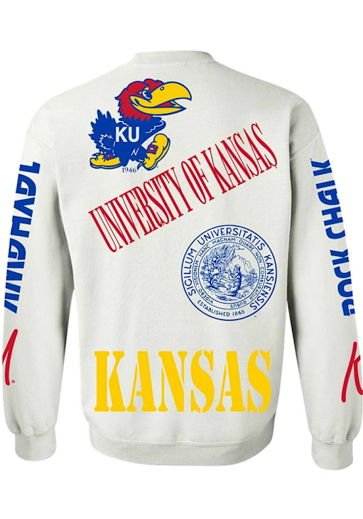 Kansas Jayhawks Womens White Throwback Crew Sweatshirt